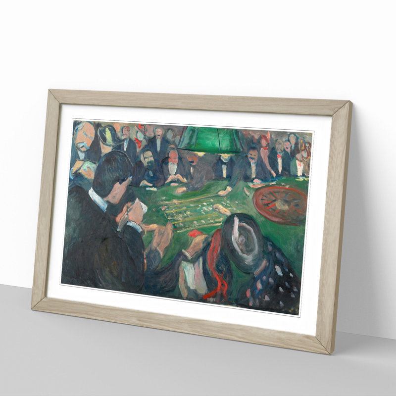 At the Roulette Table by Edvard Munch - Picture Frame Painting, Oak Framed, 48cm H x 65cm W x 2cm D
