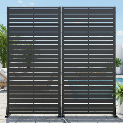 Privacy Metal Screen Fence Panel Horizontal Stripe Pattern