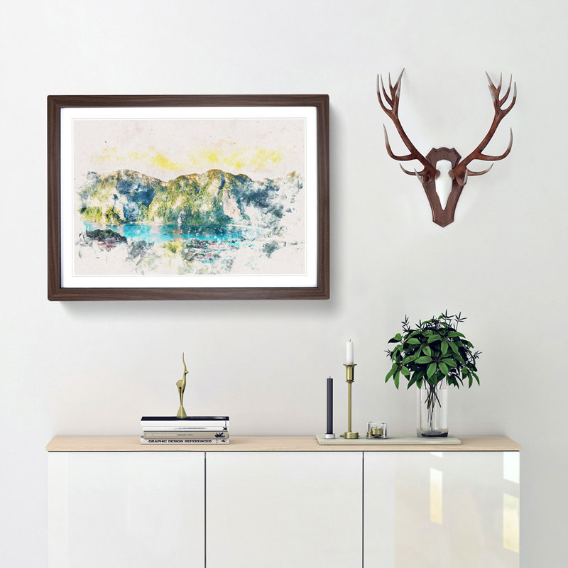 Phi Phi Islands in Thailand - Picture Frame Painting Print, Walnut Framed, 62cm H x 87cm W x 2cm D