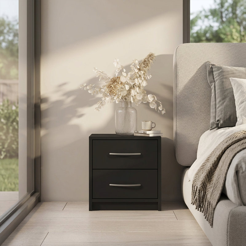 Wesseline 15.2" Nightstand with Matte Finish, Black