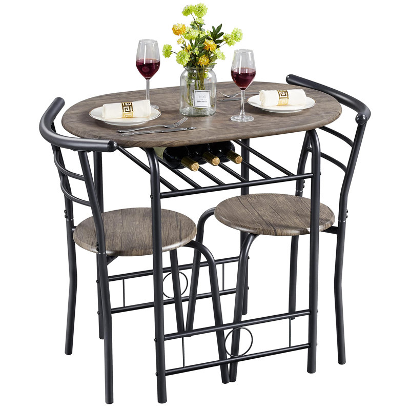 Bot 2 - Person Dining Set, Brown, Black, 75.5cm H x 80cm W x 53cm D