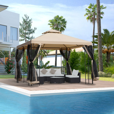 Abri de jardin avec tablettes d'angle, abri de jardin avec auvent et filet ventilé pour le jardin, la pelouse, la cour et la terrasse