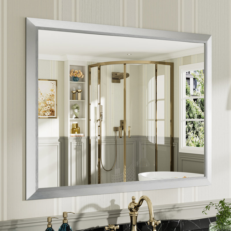 Miroirs de salle de bain modernes et contemporains en métal biseauté rectangulaire / carré avec verre trempé HD