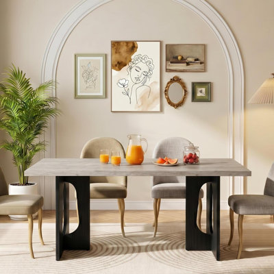 Grande table de salle à manger 71 "- table de cuisine pour 6 à 8 personnes avec plateau de table extra et épais et pieds robustes et robustes, table rectangulaire moderne pour salle de conférence, cuisine