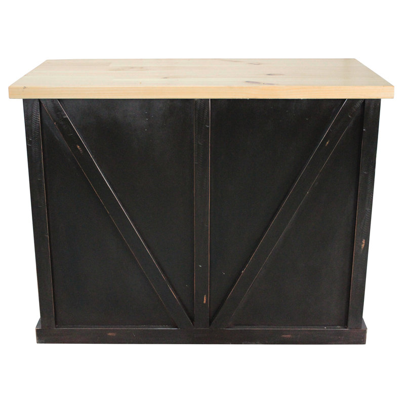 Susanna 48 " W Kitchen Island with Solid Wood Top, Rustic Antique Black