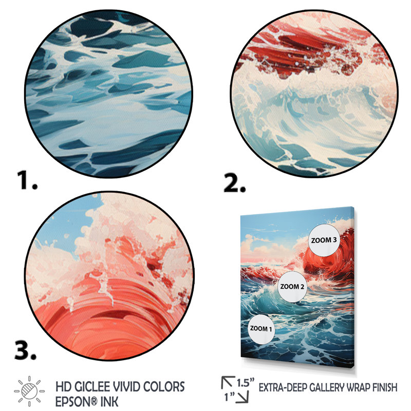 Saphir infini bleu rouge, impression sur toile, Encadrement doré, H 44 po x l 34 po x P 1,5 po
