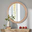 Miroir mural rond avec cadre en bois-2100980977