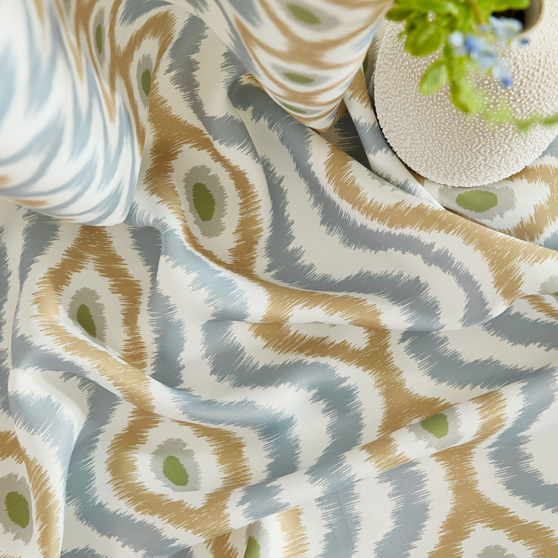 HLC.ME Tanner Ogee Ikatt Damask Patterned Window Grommet Curtains Bedroom - Light Blocking Darkening Window Panels, Set of 2