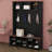 4-In-1 Hall Tree With 6 Hooks, Walnut Entryway Bench With Adjustable Shelves, Shoe Organizer With 16 Open Compartments-1905107292