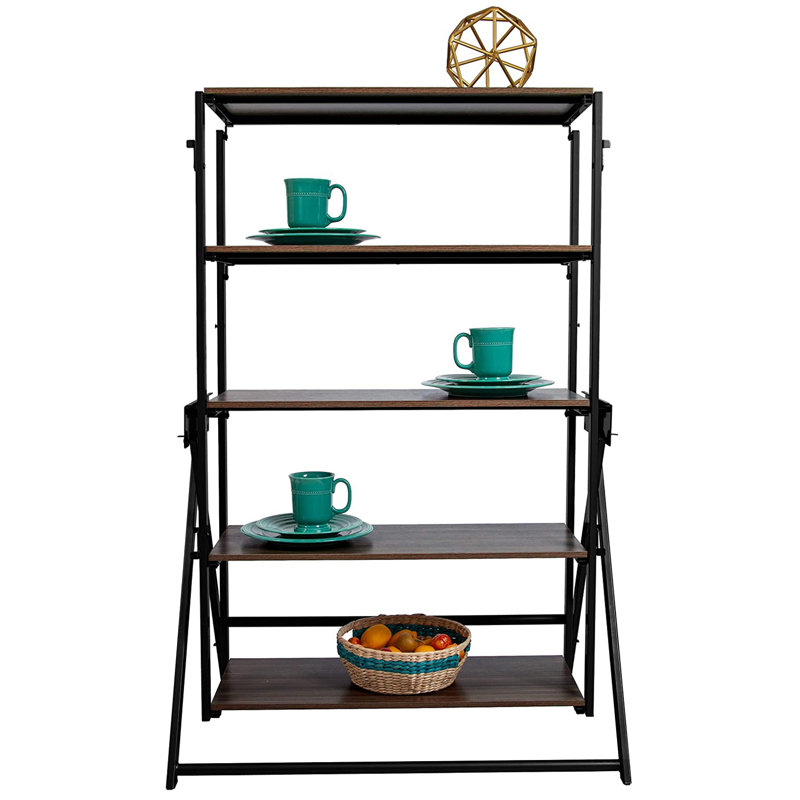 Lipton 2 in 1 Convertible Bookshelf to Table Opens and Folds in Minutes, Black/Walnut