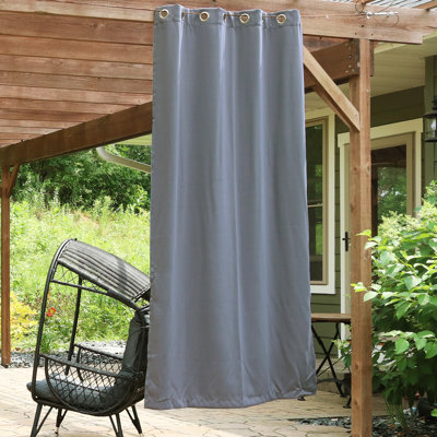 Keenesburg Solid Grommet Light-Filtering Indoor or Outdoor Curtain - Gray - 101" x 83"