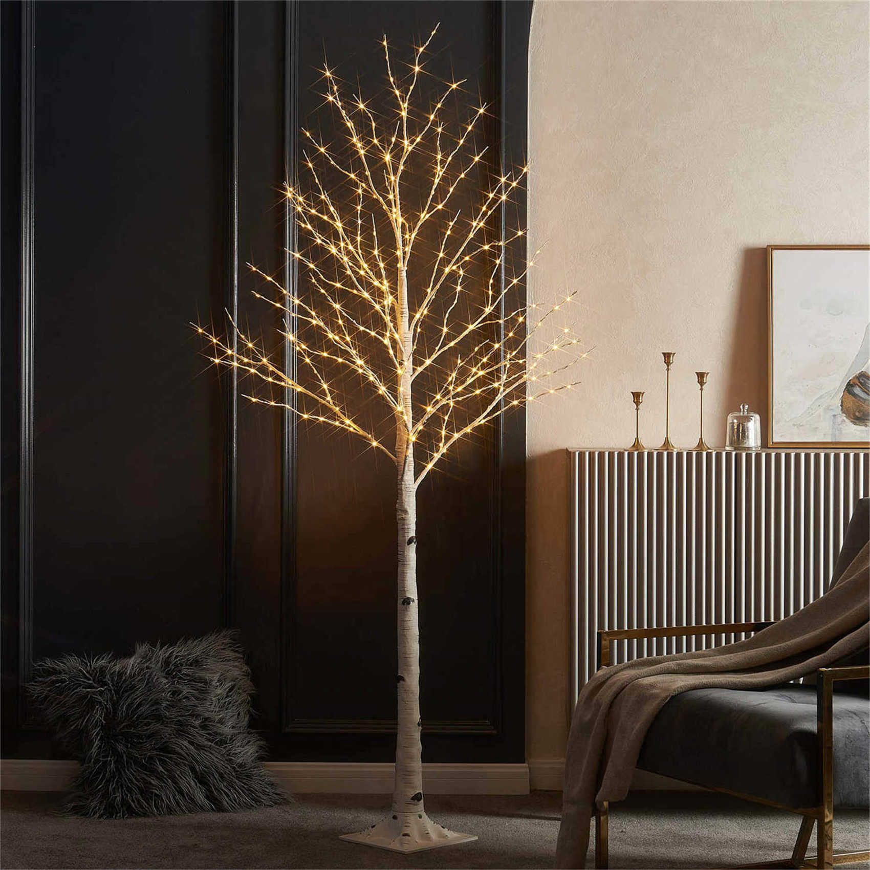 The Holiday Aisle® Birch 48' Traditional Christmas Tree with LED Lights and  Remote Control, Christmas Tree