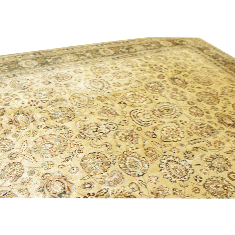 Hand Knotted Wool Area Rug in Gold And Green