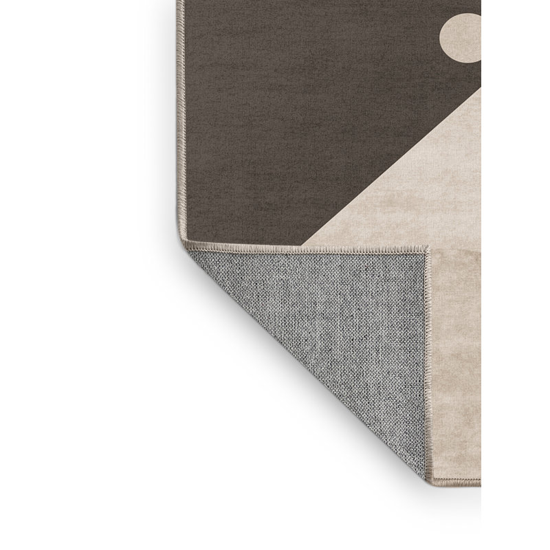 Machine Washable Arellano Goalball Minimalist Rug in Gray – Beige Binding, 2x5