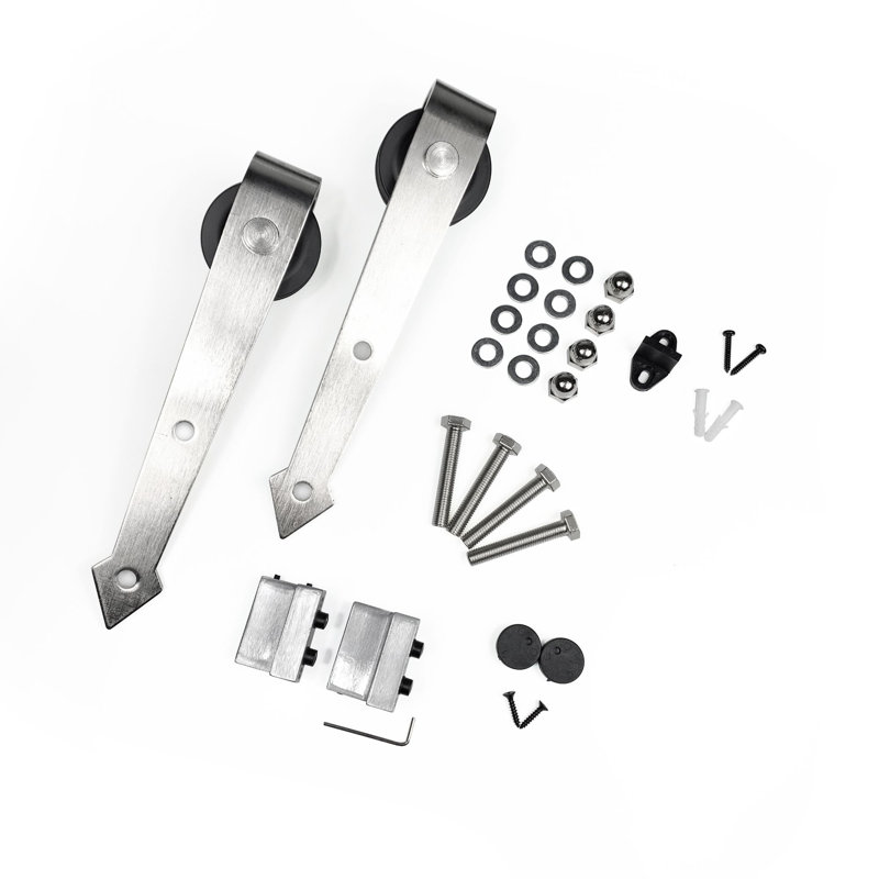 Brushed Nickel Arrow Design Non-Bypass Single Track Two Door Hardware Kit( Door Not Included), 54 in.