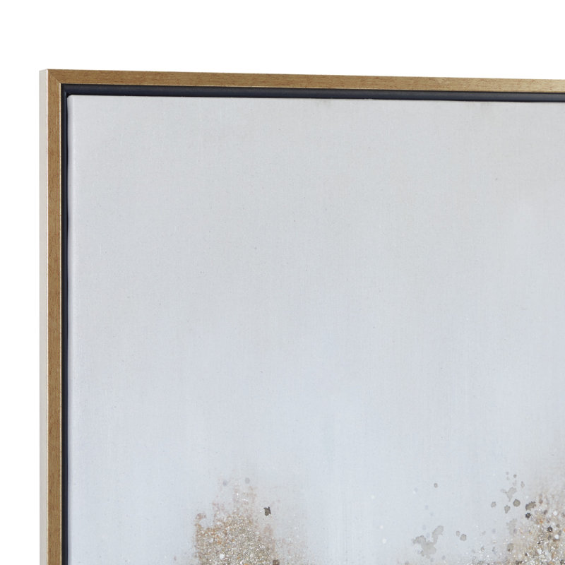 CosmoLiving by Cosmopolitan Canvas Glitter Flakes Geode Framed Wall Art with Frame, 39.5'' H x 29.5'' W x 1.5" D, Grey/Beige