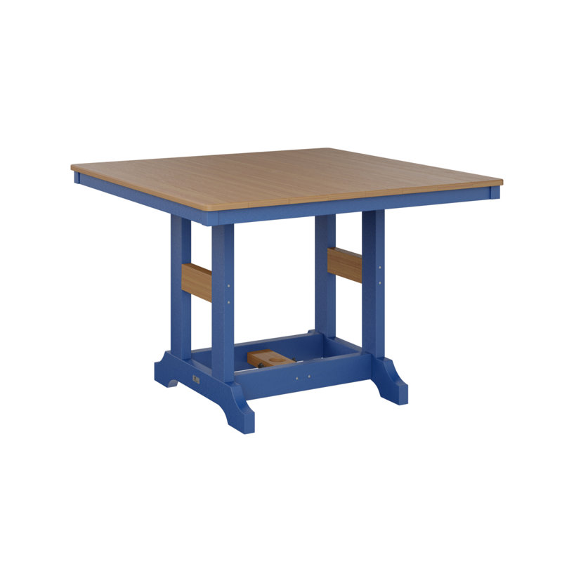 Garden Classic Outdoor Square Dining Table, Pacific Blue, Natural Teak