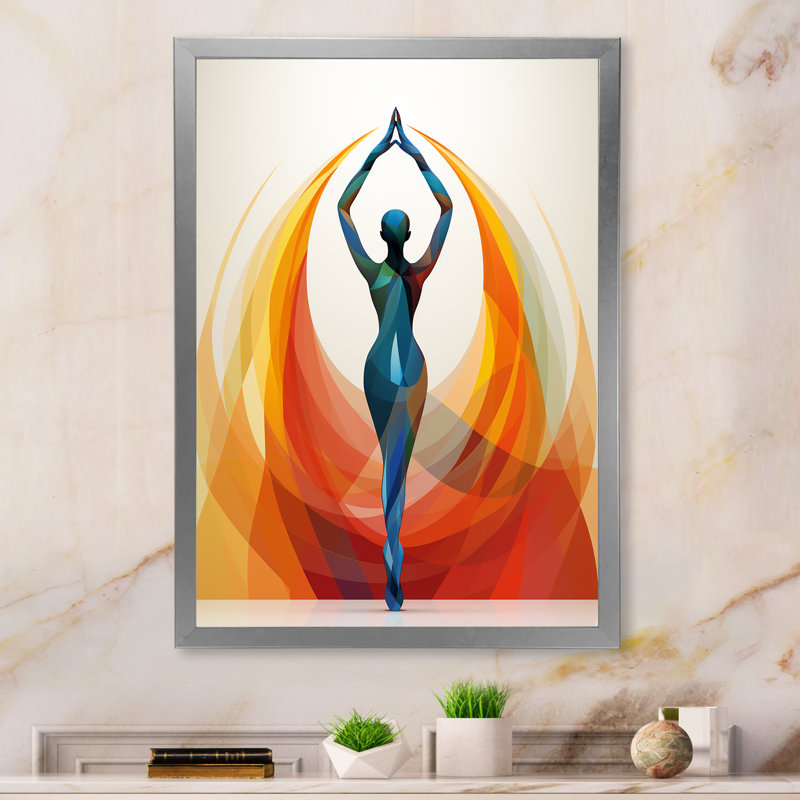 «Orange Black Yoga Harmony II», reproduction sur toile encadrée, Argent, H 32 po x l 24 po x P 1 po