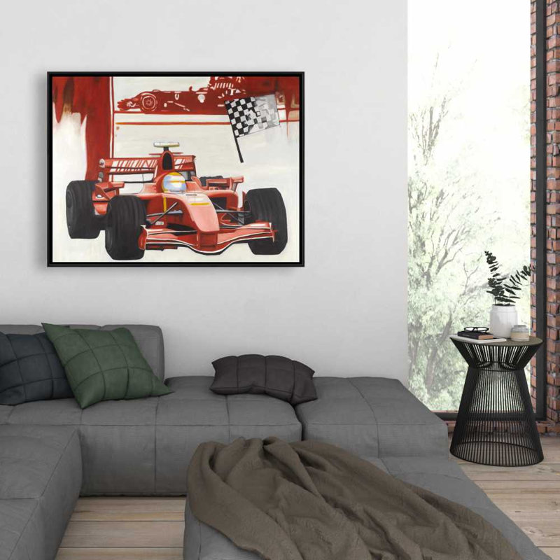 Formule 1 voiture - toile encadrée rouge «Man Cave»