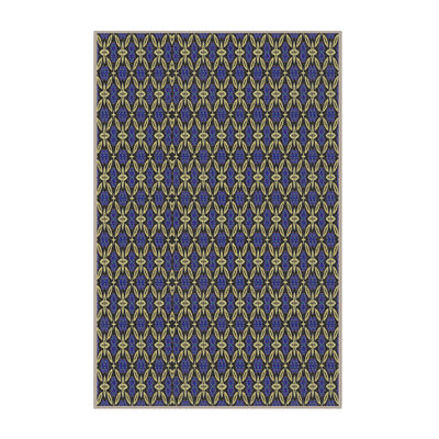 Tapis bleu/beige à motifs