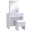 Coiffeuse blanche avec miroir et tabouret
