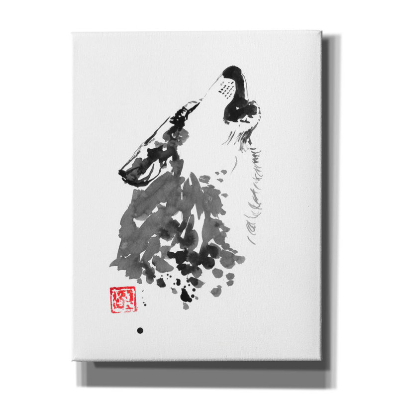 «Loup» par Pechane, art mural sur toile, H 34 po x l 26 po x P 1,5 po