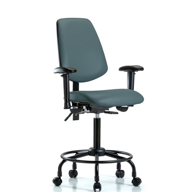 Fauteuil de dessin ergonomique Elyssa, Roulettes, Bleu colonial, Inclus