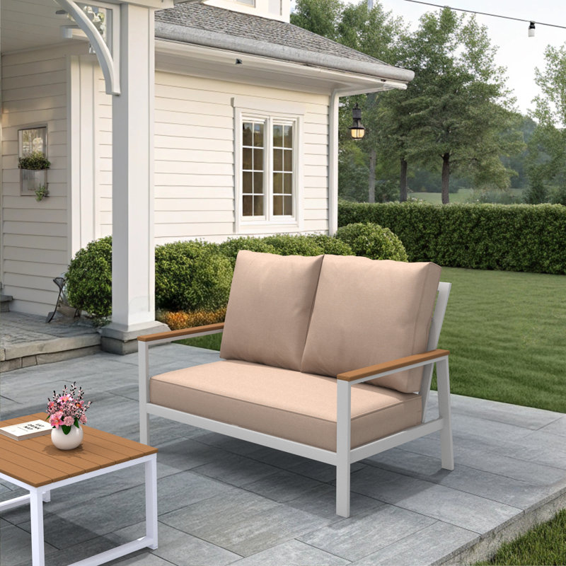 Outdoor Loveseat Cushion, Deep Seat/Back Replacement Cushion 5 Inch, Beige