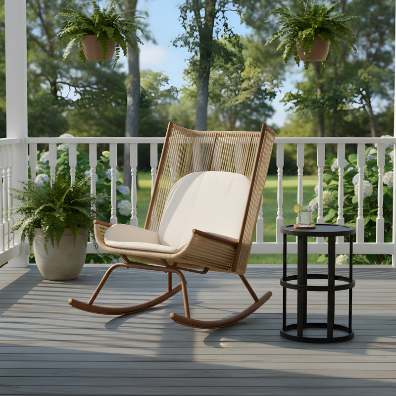 Frank Outdoor 2-Piece PE Rattan Conversation Set With Iron Frame & Ceramic Top, 2 Pieces: Table, Chair