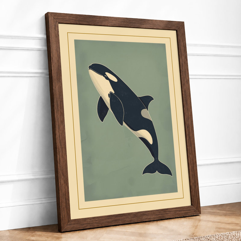 Breaching Whale Coastal - Framed Print, A1 - 84.1 x 59.4 cm, Walnut