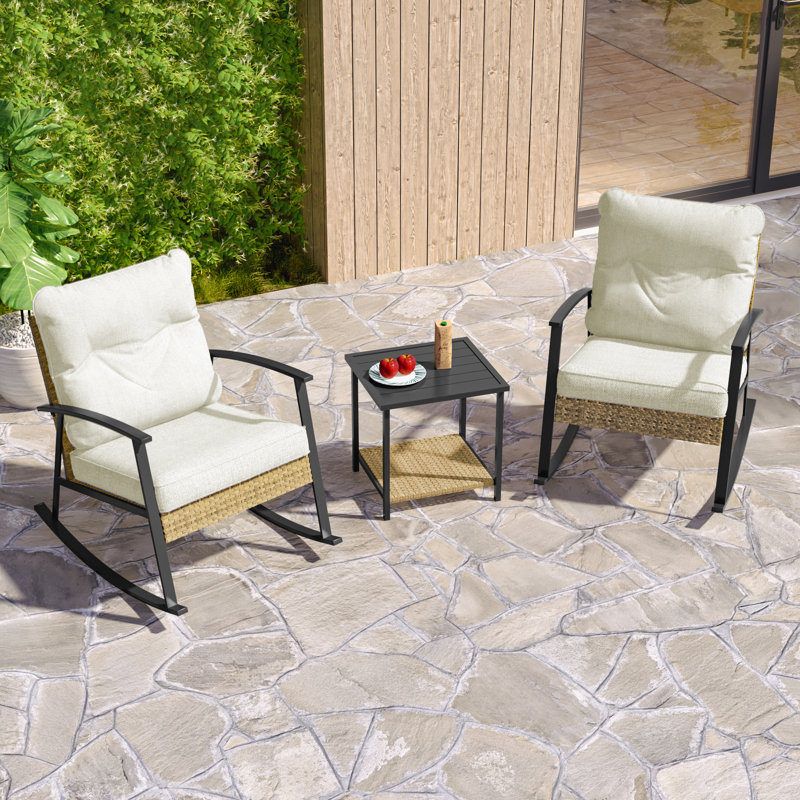 Chaise berçante avec coussins 3 pièces, Beige