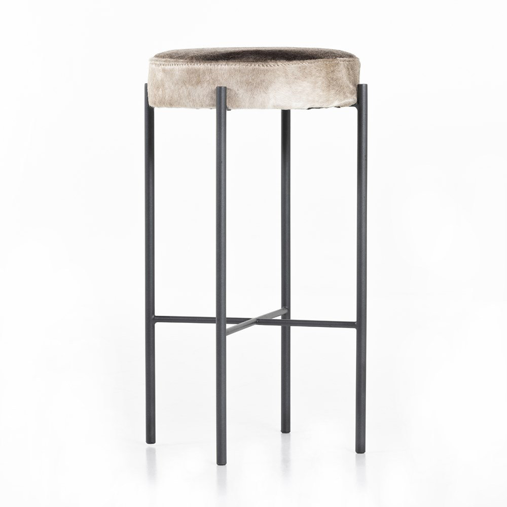 Eugenia Upholstered Bar & Counter Stool with Metal Frame, Counter Stool (26" Seat Height), Speckled Hide - Brown