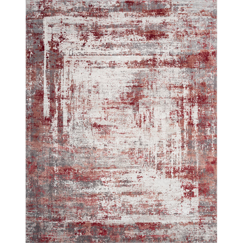 Evgenii Indoor Rug, Rectangle 12' x 15', Gray/Red