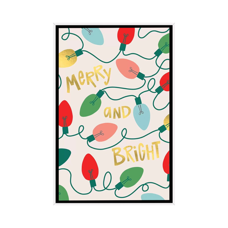 «Merry and Bright I» par Caroline Alfreds - impression d'art graphique, H 40 po x l 26 po x P 1,5 po, Toile blanche encadrée