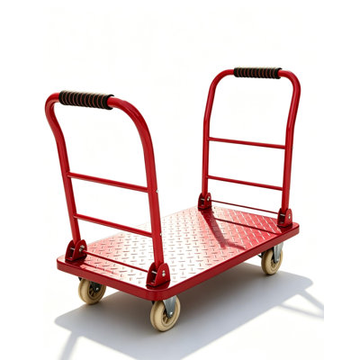 Heavy Duty Platform Truck 2700 lbs Capacity – 48"x24" Steel Flatbed Cart – 2 Removable Handles – 6" Swivel Wheels – Industrial Material Handling Dolly for Warehouse, Garage