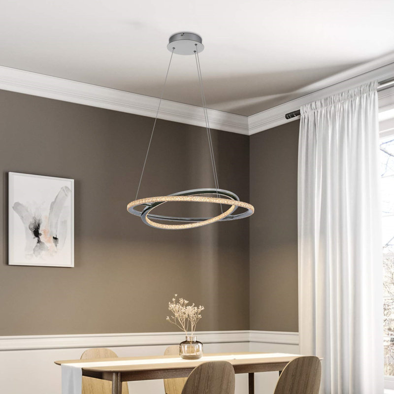Higginson 2 - Bulb Dimmable Unique/Statement Tiered Pendant Light, Crystal Design