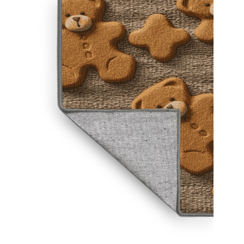 Washable Teddy Grahams Desserts Area Rug, Square 3'