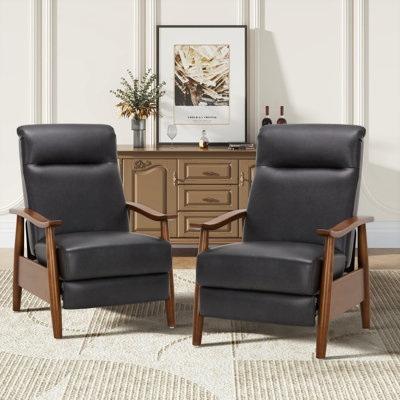 Penning Walnut Breathable Leather Push-Back Recliner
