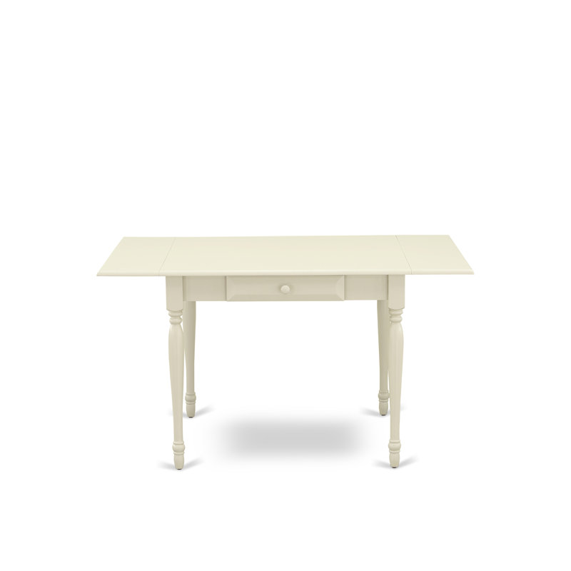 Monza Dining Table - a Rectangle Wooden Table Top with Dropleaf & Stylish Legs, Linen White, Linen White