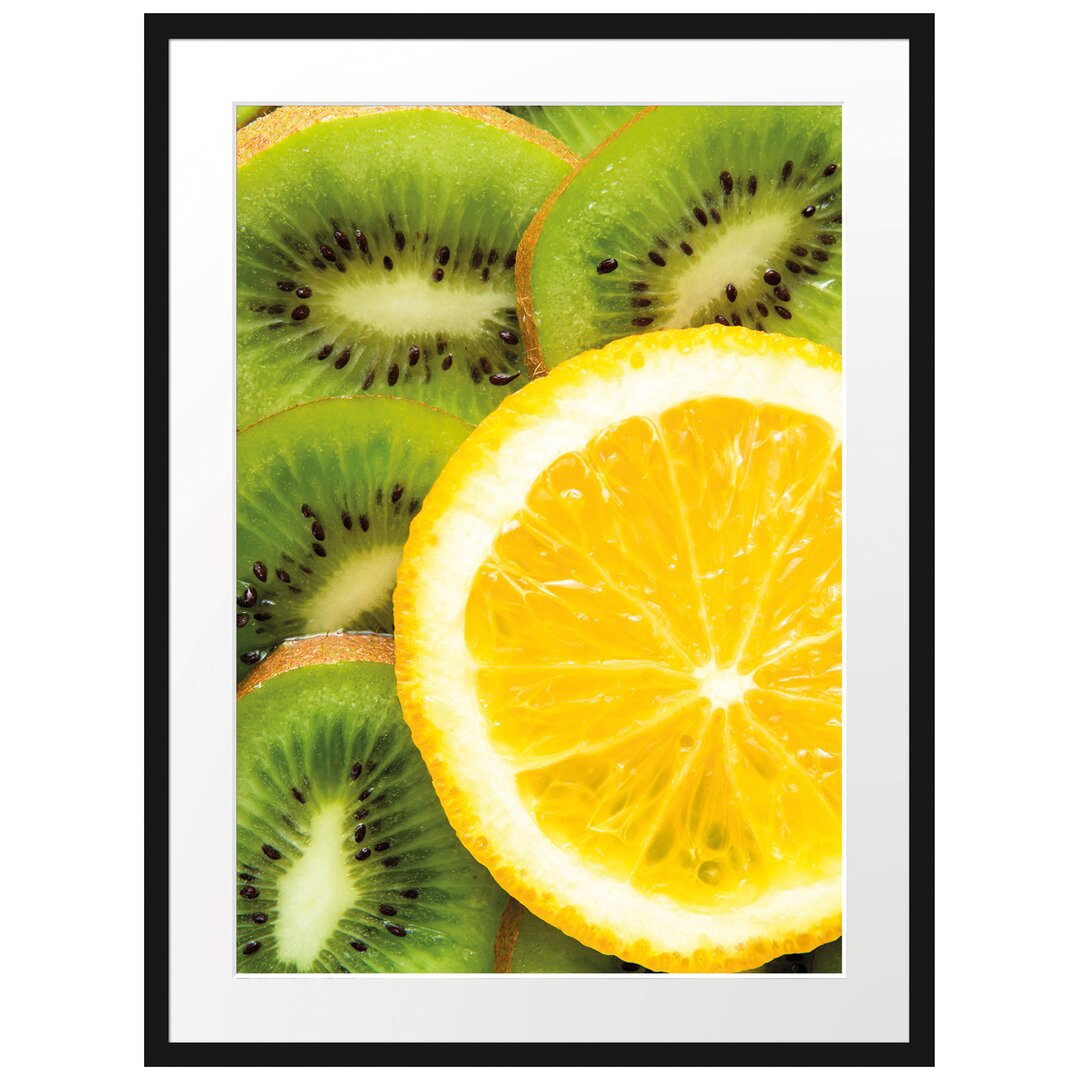 Gerahmtes Poster Orange und Kiwi Scheiben