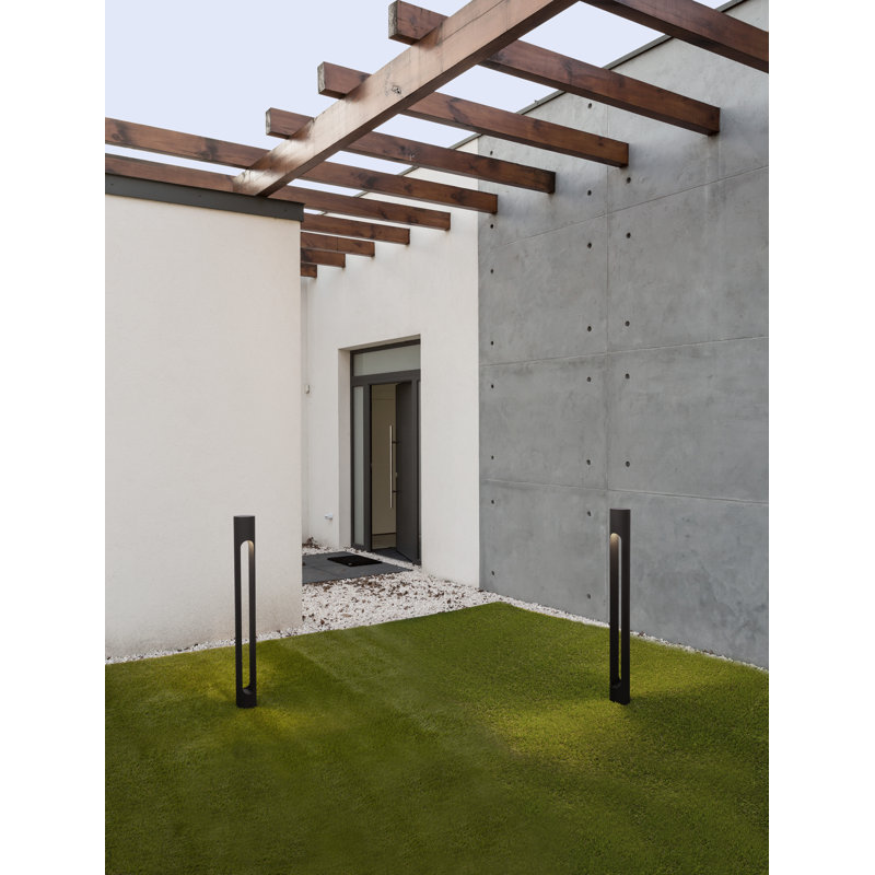 Black Integrated LED Metal Bollard Light, 80cm H x 8cm W x 8cm D