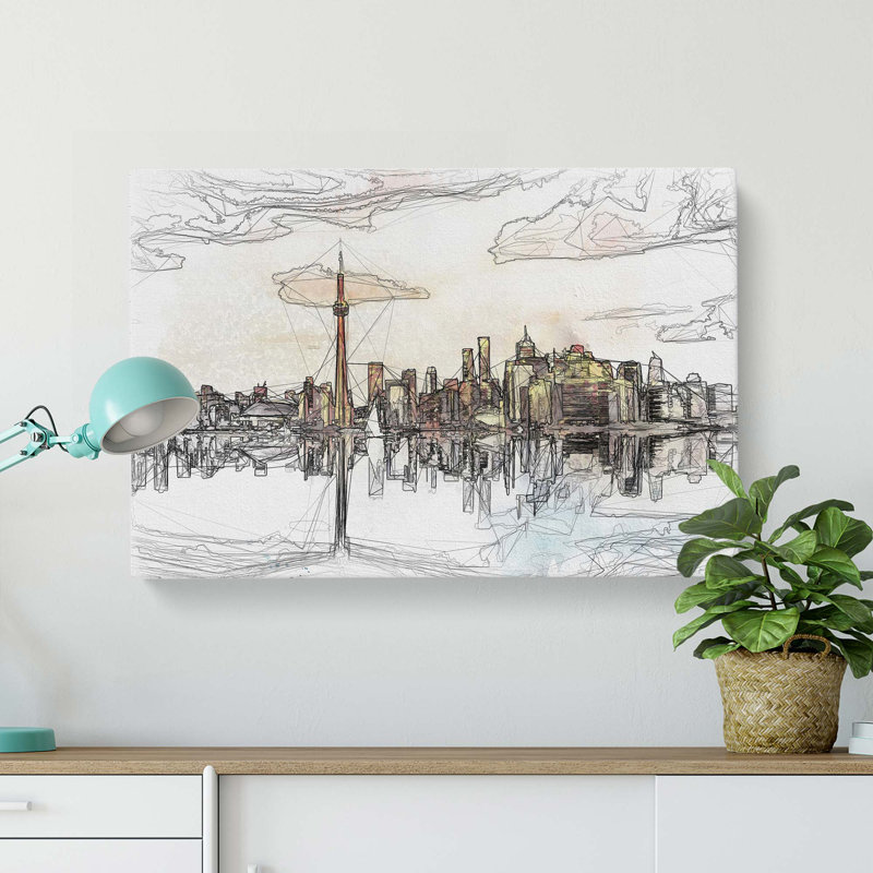 Reflection Of The Toronto Skyline In Abstract - Wrapped Canvas Print, 50cm H x 76cm W x 3cm D