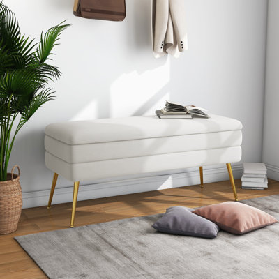 Jangbir 104Cm Wide Velvet Rectangle Standard Ottoman with Storage
