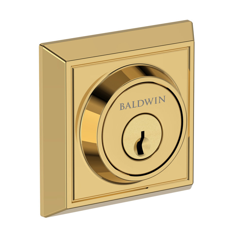 Chamfered Square Deadbolt Single Cylinder Deadbolt in Satin Nickel, Lifetime (PVD) Polished Brass
