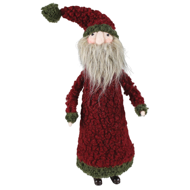 Figurine de père Noël laineux, H 12 po x l 5 po x P 4 po, Rouge