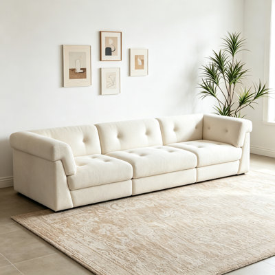 French-style Simple Fabric Three-seater Sofa