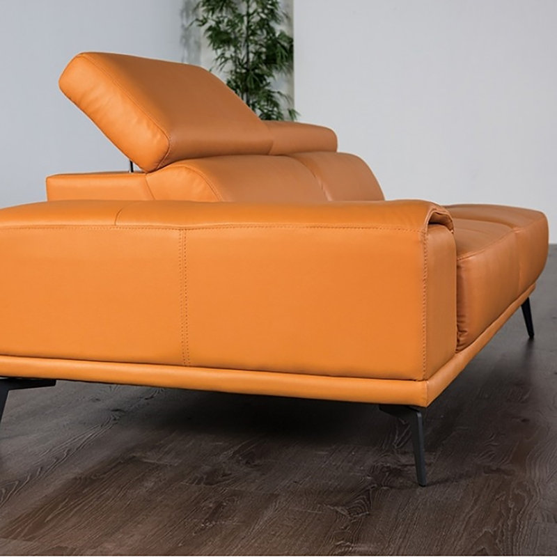 Canapé modulaire Hoeard, Accoudoir à gauche (vu de face), Cuir assorti tangerine