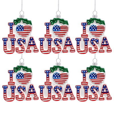 Patriotic I Love USA Ornament, 4 Inches