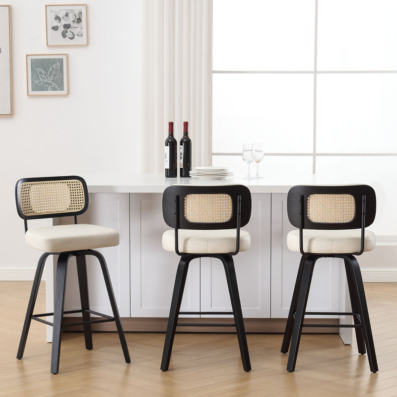 Tabouret de bar et de comptoir pivotant Adianey, Noir, Blanc, Tabouret de comptoir (siège d'une hauteur de 26 p