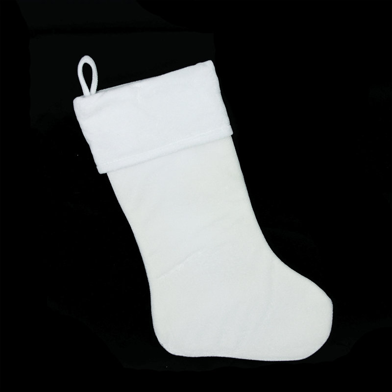 Chaussette de Noël traditionnelle suspendue 18 po, Blanc